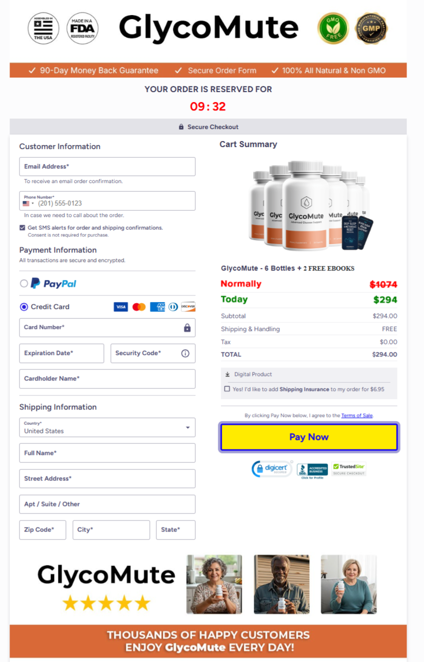 Glycomute Product Checkout Page